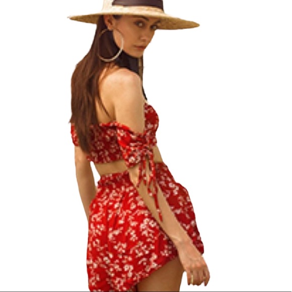 NWT Zaful Off Shoulder Cinched Floral Set - Picture 13 of 13